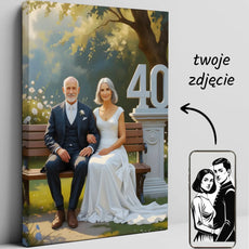Personalizowana 40. rocznicowa płócienna grafika portretowa w stylu renesansowym
