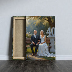 Canvas portret rocznicowy w stylu renesansowym przedstawiający parę świętującą 40 lat razem