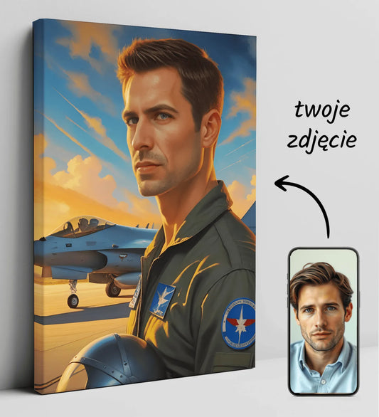 Personalizowany portret pilota na płótnie Portret Top Gun Tom Cruise
