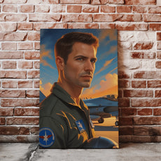 Portret pilota w myśliwcu inspirowany Top Gun z Tomem Cruise’em