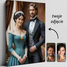 Portret pary w renesansowym stylu na płótnie do personalizacji