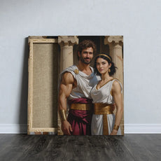 Canvas print of a couple in ancient Greek attire from Portrety ze zdjęcia w stylu antycznym