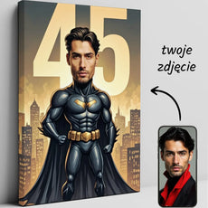 Personalizowany obraz na płótnie z karykaturą Batmana na prezent dla fana komiksów