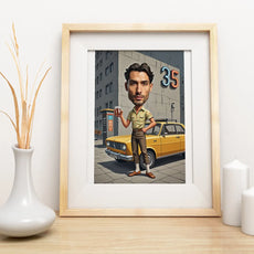 Framed caricature print from Prezent z humorem for husband’s birthday celebration