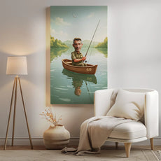 Framed caricature of a fisherman for Urodziny Prezent dla wędkarza karykatura