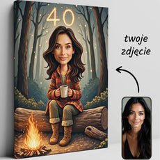 Caricature canvas print artysta ręcznie malowana kobieta w lesie na ścianę