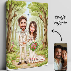 Oryginalny prezent na ślub - personalizowany obrazek karykaturalny pary młodej