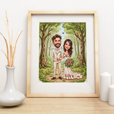 Framed wedding caricature from Rysunek Para młoda - Oryginalny prezent na ślub