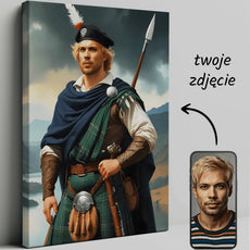 Portret Szkockiego wojownika, w pełni personalizowany i artystyczny