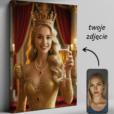 Personalizowany portret królewski na canvasie Toast Królowej