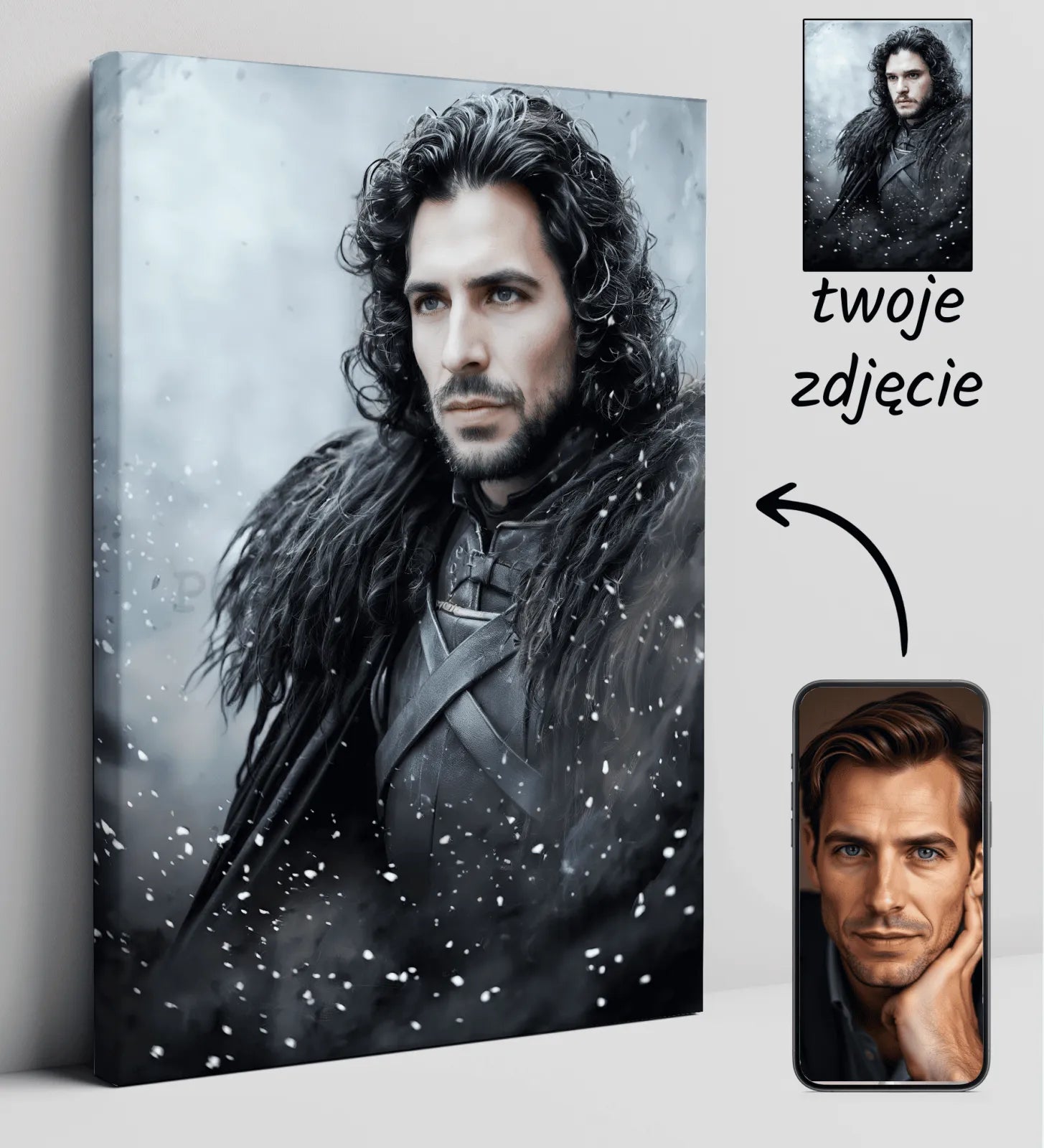 Personalizowany portret Jon Snow z Gry o Tron w stylu fantasy