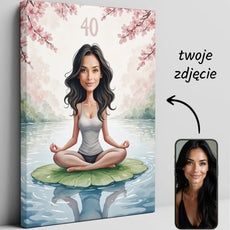 Personalizowana kanwa karykatura kobiety w stylu zen na urodziny