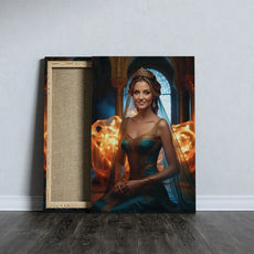 Kanwa portret kobiety w teal dress na prezent urodzinowy Wyjątkowy portret kobiety
