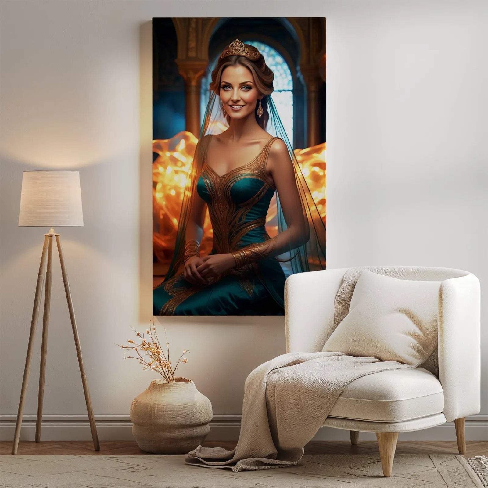 Framed portrait of a woman in a teal gown for Urodziny product Wyjątkowy portret kobiety