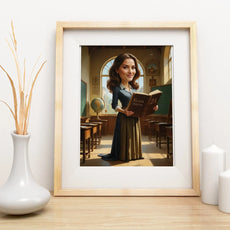 Framed caricature of a teacher as a thoughtful end-of-school-year gift
